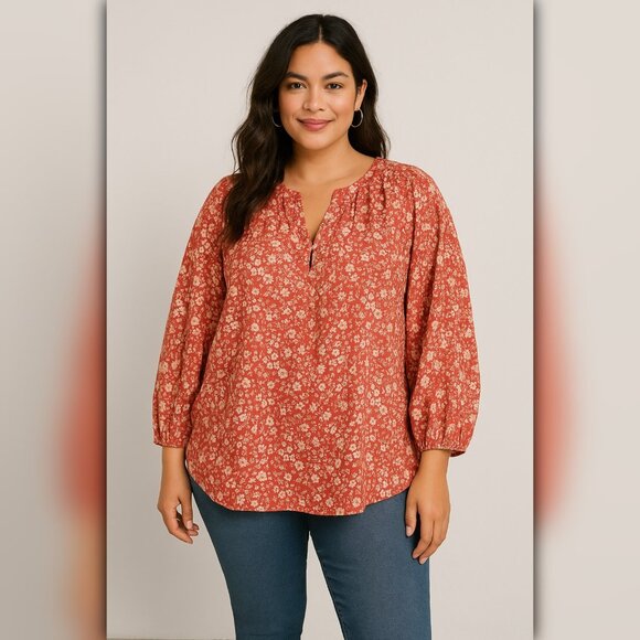 A196 ✽ Floral Breeze Peasant Blouse - Picture 1 of 4